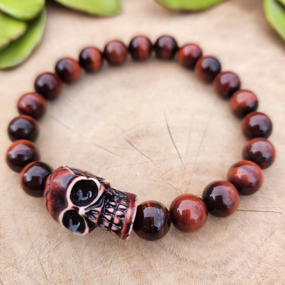 Red Tiger Eye Skull Head Bracelet RJ Designs
